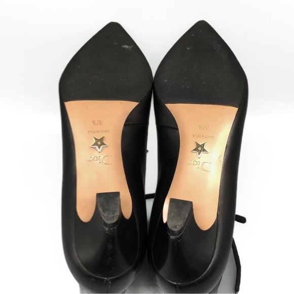 Christian Dior I-Dior Lace-Up Ankle Boots Black Leather 37.5 - Picture 6 of 9